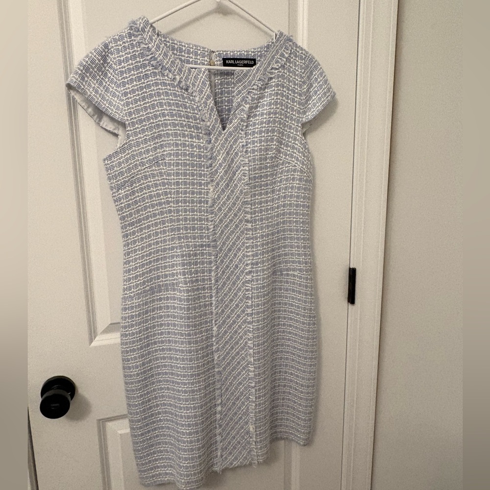 NWOT Karl Lagerfeld Textured Blue and White Dress